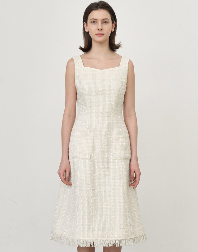 엠므 Monika Tweed Dress_Ivory 착용컷