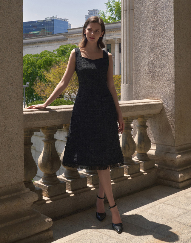 엠므 Monika Tweed Dress_Black 착용컷