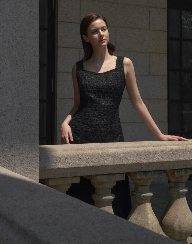 엠므 Monika Tweed Dress_Black 착용컷
