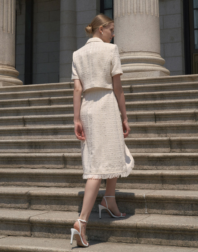 엠므 Monika Tweed Jacket_Ivory 착용컷
