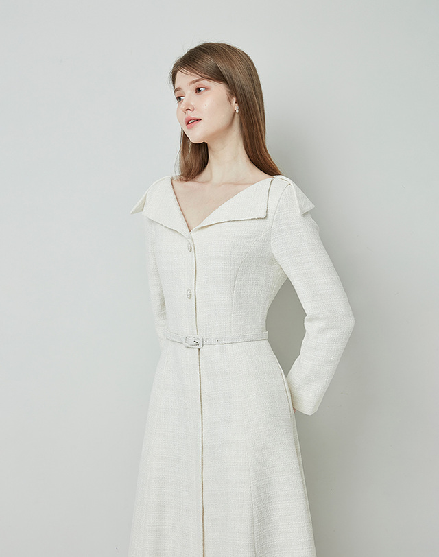 엠므 VICTORIA tweed dress_Ivory 착용컷