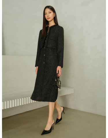 JANE Long sleeve Tweed Set-up_black