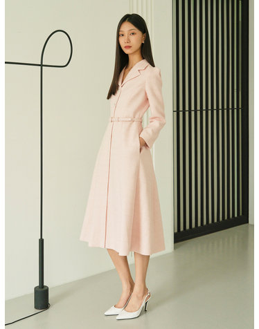 VIOLETTA Tailored Collar Tweed Dress_pink