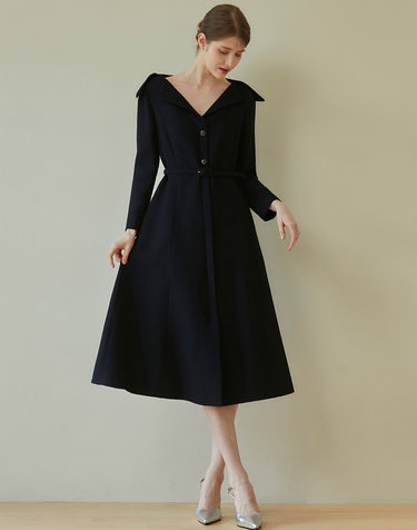 VICTORIA Tweed flared dress