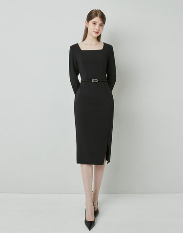SCARLETT Square neck pencil dress_black