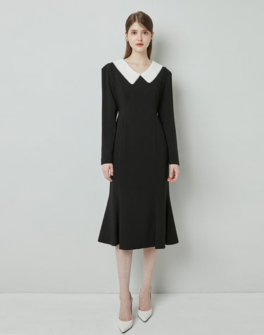 엠므 ARISA White collar mermaid dress_black