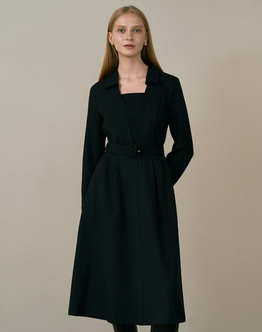 CLEO Pintuck flared dress_black