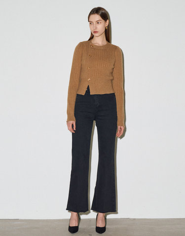 엠므 LUCY High waist semi boots cut jeans_black