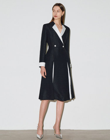 MABEL tweed tuxedo dress_white collar