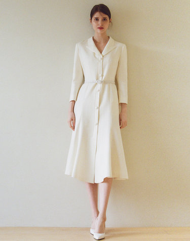 CLAUDIA tweed mermaid long dress_ivory
