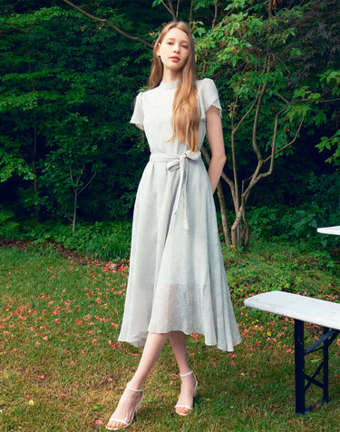 ELLA Mock neck Petal  Sleeve Strap Dress_Mint