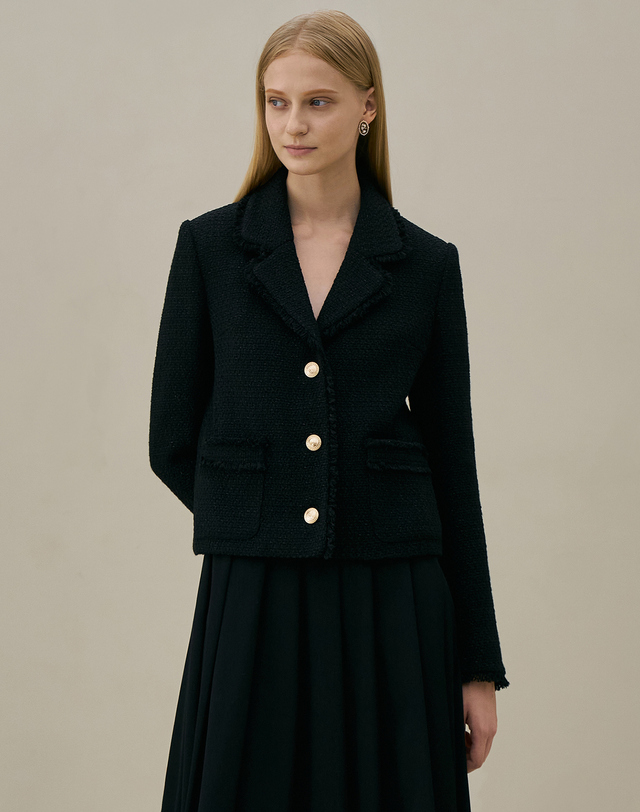 엠므 CARMEN Wool tweed jacket_black 착용컷
