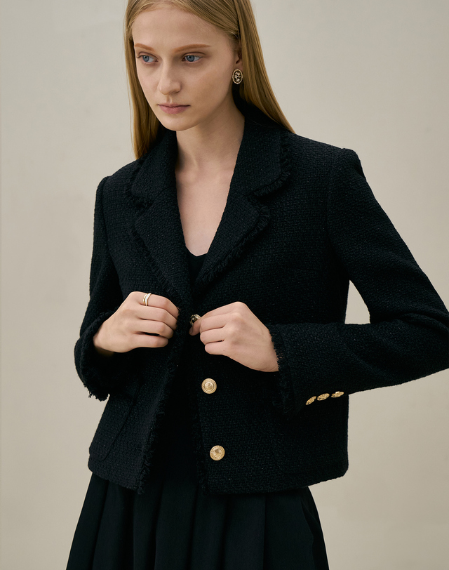 엠므 CARMEN Wool tweed jacket_black 착용컷