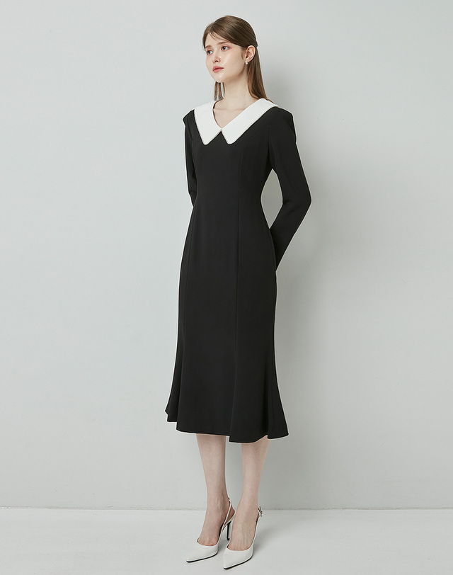 엠므 ARISA White collar mermaid dress_black 착용컷