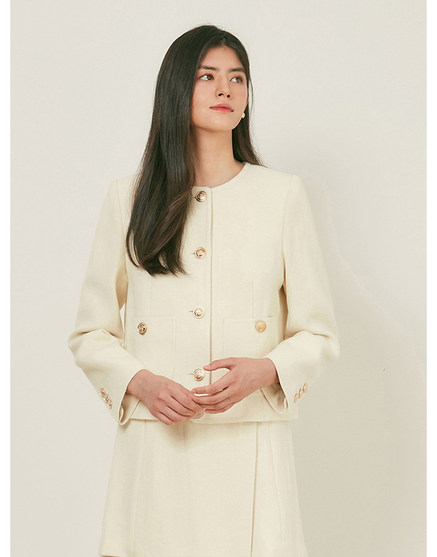 엠므 BETTY Wool tweed jacket_ivory 착용컷