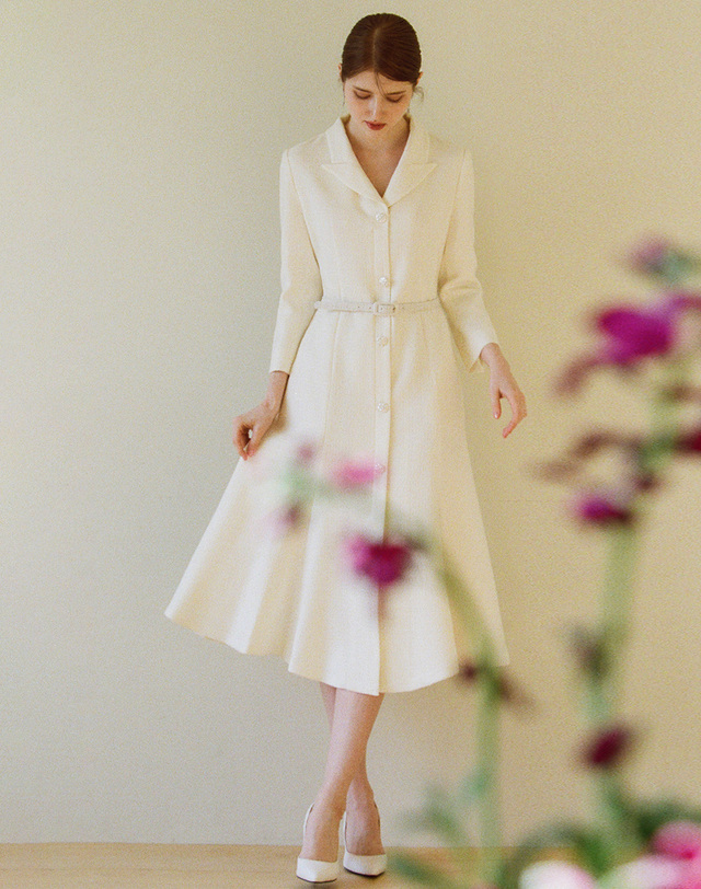 엠므 CLAUDIA tweed mermaid long dress_ivory 착용컷