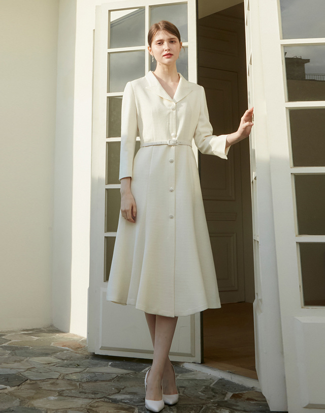 엠므 CLAUDIA tweed mermaid long dress_ivory 착용컷