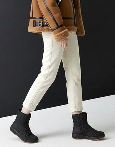 딕슈 여성 퍼 안감 누빔 퀄딩 방한화 앵클 숏 부츠 4cm BTWS346