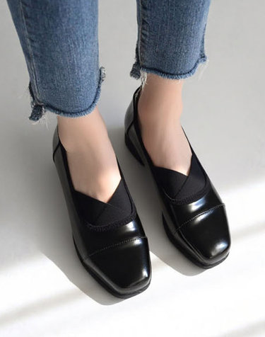 딕슈 여성 스퀘어토 밴딩 웨지힐 키높이 로퍼 4cm LFWS407