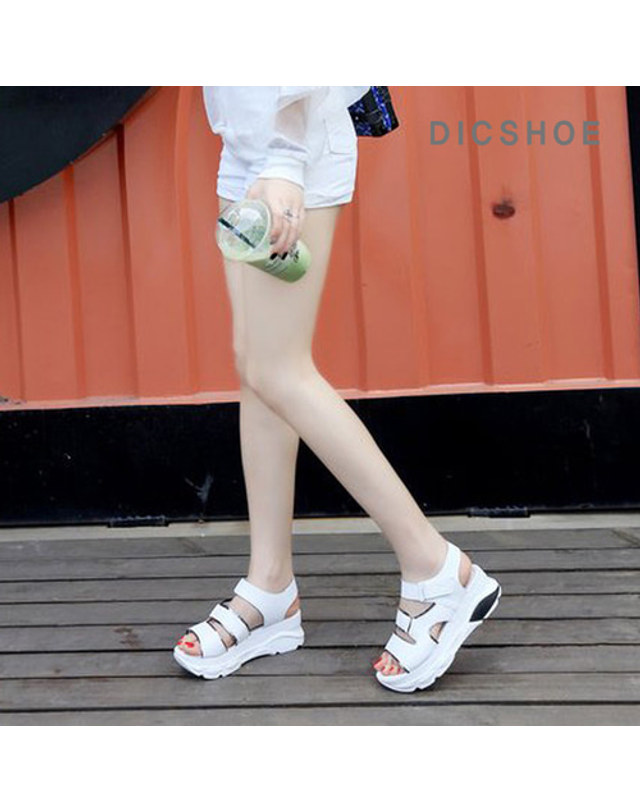 딕슈 딕슈 여성 벨크로 스트랩 통굽 키높이 샌들 SDWZ123 착용컷