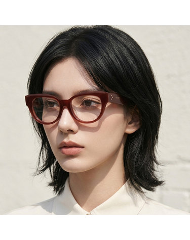 셀린느 안경테 CL50015F 066 아시안핏 레드 캣아이 라운드 패션 명품 뿔테 데일리