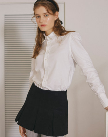 CORDUROY PLEATS MINI SKIRTPANTS_BLACK