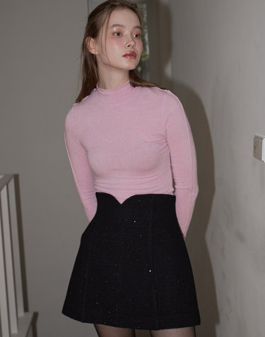 TULIP SPANGLE MINI SKIRT_BLACK