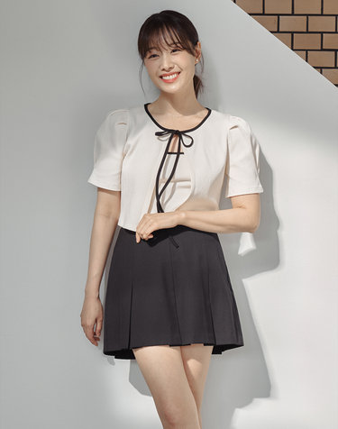 SUMMER PLEATS MINI SKIRTPANTS_BLACK