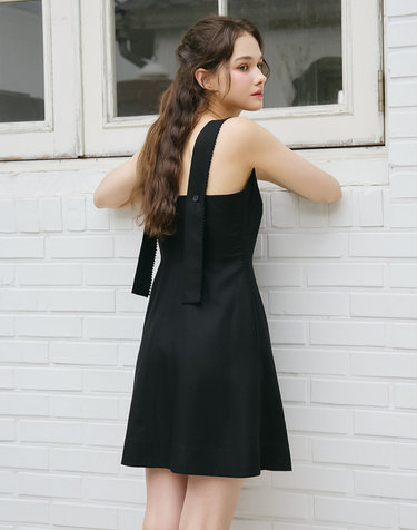 LACE TRIM SLEEVELESS ONEPIECE_BLACK