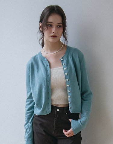 CASHMERE BLENDED KNIT CARDIGAN_MINT