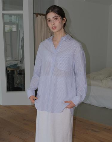 HENRY POCKET STRIPE SHIRTS_BLUE