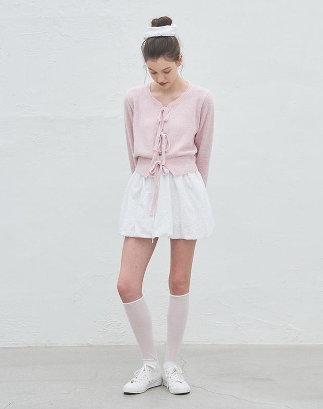 벰버 PUMPKIN COTTON MINI SKIRT_WHITE 화이트 착용컷