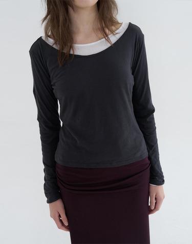 V NECK SOFT LONG SLEEVE T-SHIRT_2COLOR
