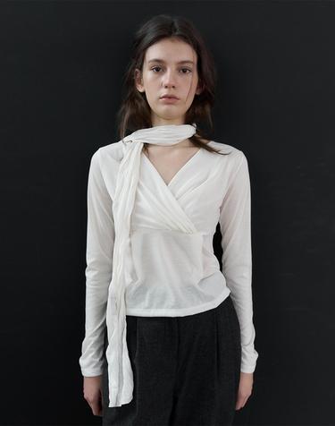 SCARF SET LONG SLEEVE TOP_CREAM