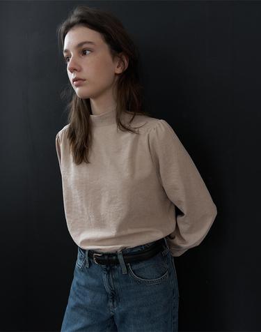 TWO-WAY LONG SLEEVE TIE BLOUSE_BEIGE