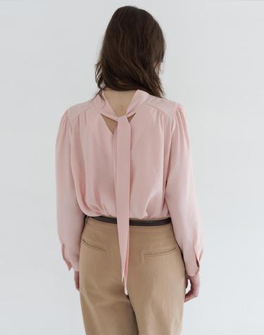 TWO-WAY LONG SLEEVE TIE BLOUSE_PINK