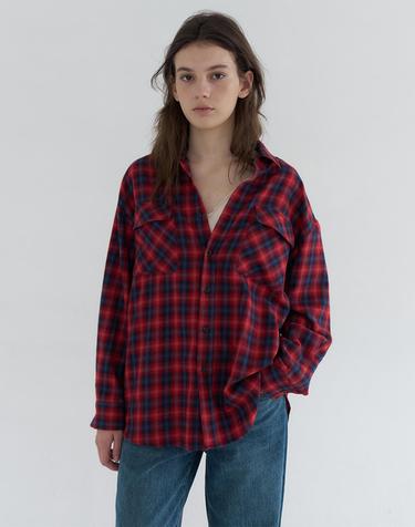 OVERFIT CHECK TWO-POCKET SHIRTS_RED