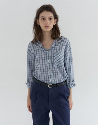 OVERFIT CHECK POCKET SHIRTS_BLUE