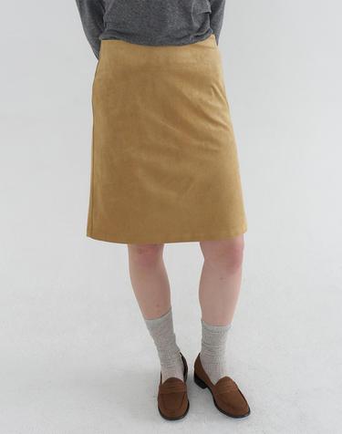 FAUX SUEDE BASIC SKIRT_MUSTARD