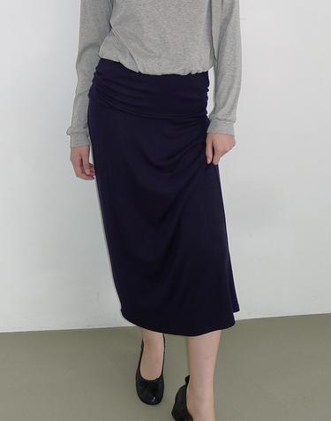 FOLD-OVER JERSEY LONG SKIRT_2COLOR
