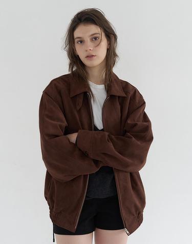 FAUX SUEDE BLOUSON_BROWN