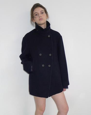 DOUBLE BREASTED BUTTON HALF COAT_NAVY