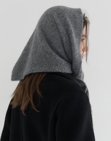 TRIANGLE ANGORA BLENDED KNIT MUFFLER_GREY