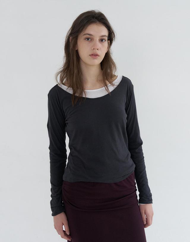 벰버 V NECK SOFT LONG SLEEVE T-SHIRT_2COLOR 착용컷