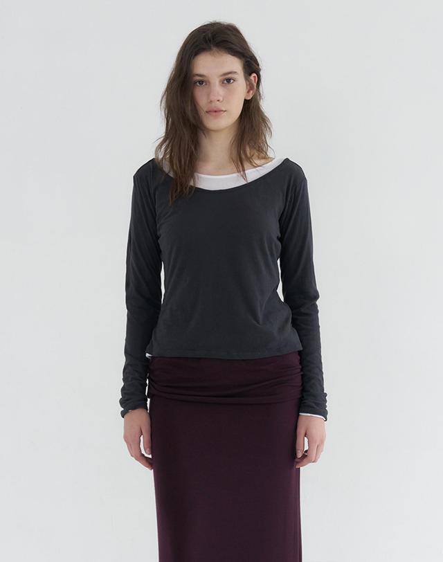 벰버 V NECK SOFT LONG SLEEVE T-SHIRT_2COLOR 착용컷
