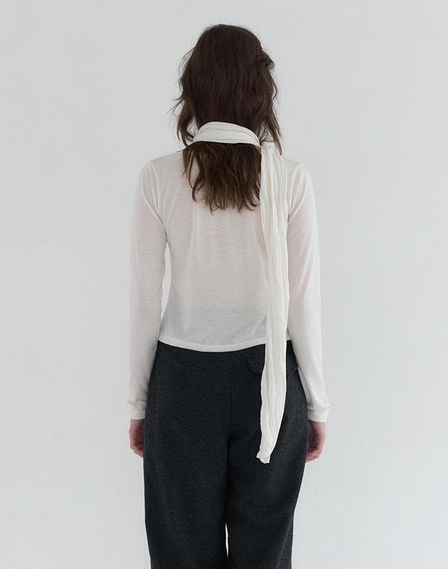 벰버 SCARF SET LONG SLEEVE TOP_CREAM 아이보리 착용컷