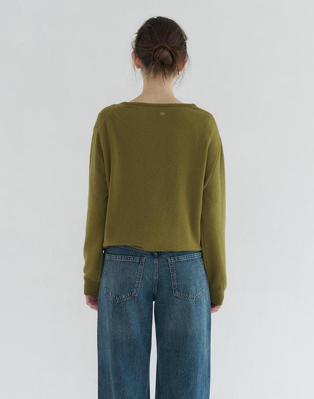 벰버 DEEP V-NECK STRING WOOL BLENDED KNIT_OLIVE GREEN 그린 착용컷