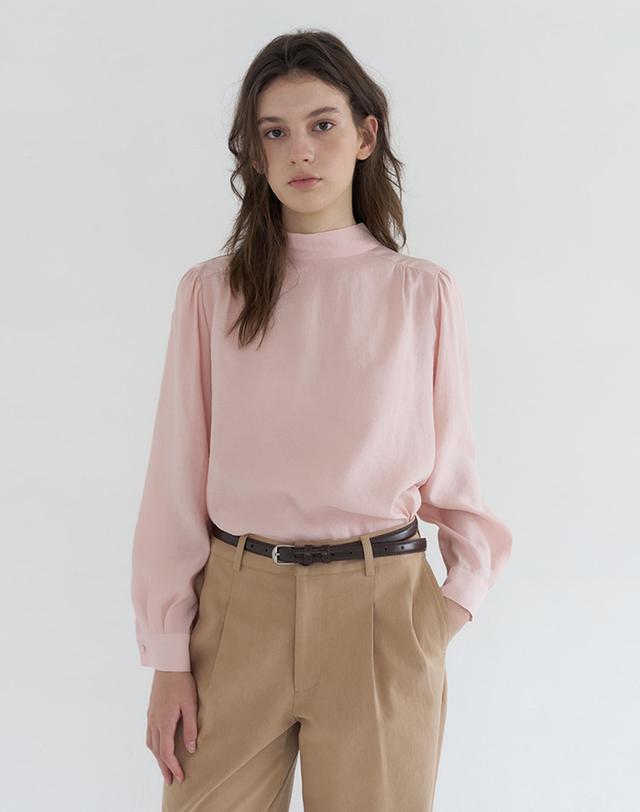 벰버 TWO-WAY LONG SLEEVE TIE BLOUSE_PINK 핑크 착용컷