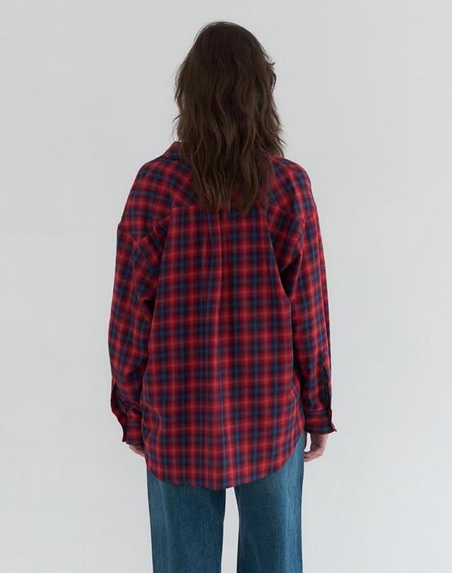 벰버 OVERFIT CHECK TWO-POCKET SHIRTS_RED 레드 착용컷