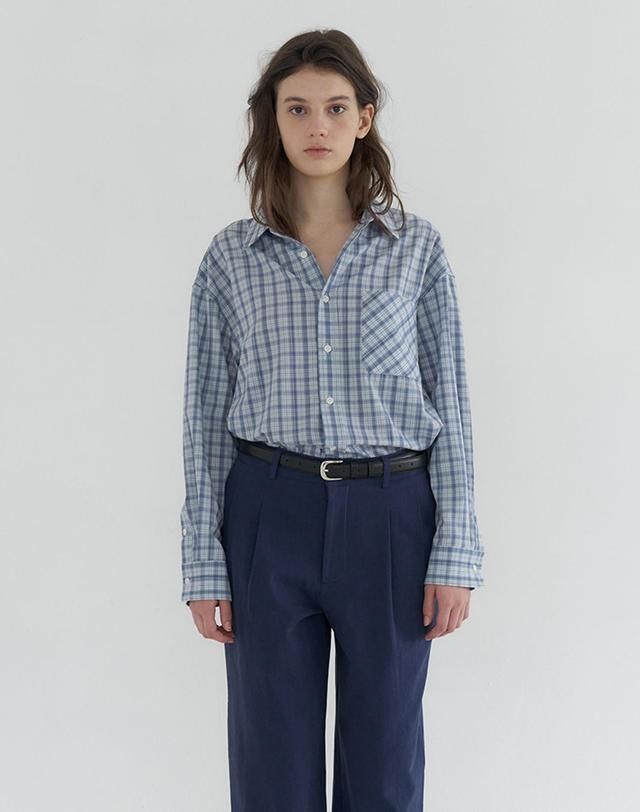 벰버 OVERFIT CHECK POCKET SHIRTS_BLUE 블루 착용컷